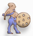 Man holding Phaistos Disk/Shield