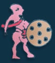 Man holding Phaistos Disk/Shield