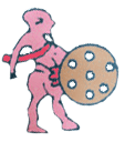 Man holding Phaistos Disk/Shield
